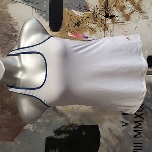 NWT La Forma Racer Back Tank White Blue Print Women M